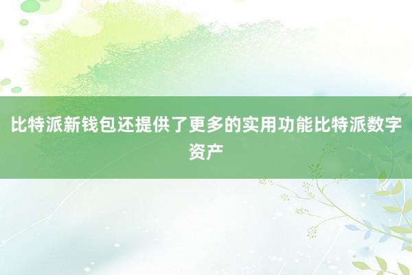 比特派新钱包还提供了更多的实用功能比特派数字资产