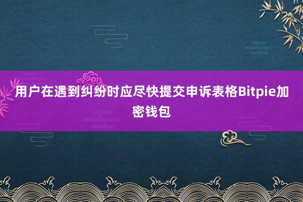 用户在遇到纠纷时应尽快提交申诉表格Bitpie加密钱包