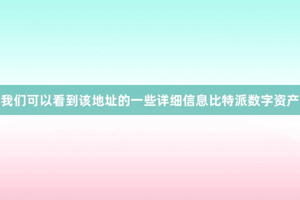 我们可以看到该地址的一些详细信息比特派数字资产